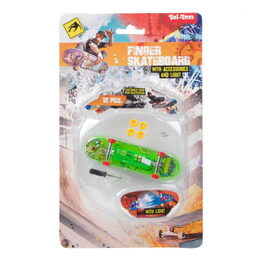 Skateboard prstový plast 9,5cm na baterie se světlem 3 barvy na kartě