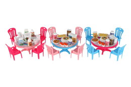 Teddies Stůl a židle s doplňky plast 12cm asst 3 barvy v blistru