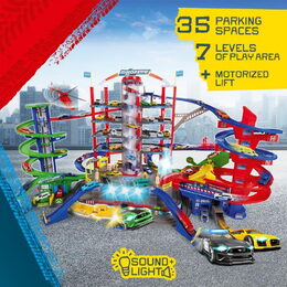 Garáž Majorette Super City + 6 autíček a vlak