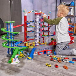 Garáž Majorette Super City + 6 autíček a vlak