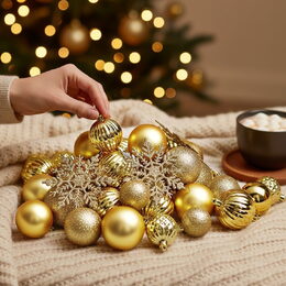 HOMESTYLING Vánoční ozdoby sada 57 ks zlatá KO-CAN304000