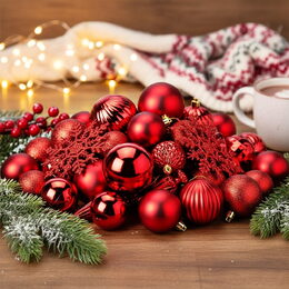 HOMESTYLING Vánoční ozdoby sada 57 ks červená KO-CAN304020