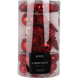 HOMESTYLING Vánoční ozdoby sada 57 ks červená KO-CAN304020
