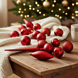 HOMESTYLING Vánoční ozdoby sada 19 ks červená KO-CAN305220