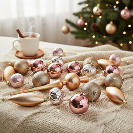 HOMESTYLING Vánoční ozdoby sada 19 ks zlatorůžová KO-CAN305230