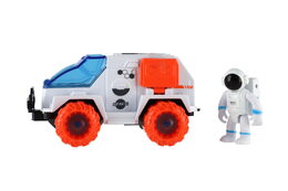 Auto vesmírné s astronautem plast 9x13cm na setrvačník v krabici