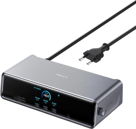 Dokovací stanice 14v1 Anker Nano 140W 3xUSB-C, 4xUSB, 2xHDMI, 1xDP, 1xRJ45, SD/microSD slot šedá