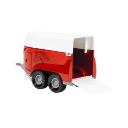 Traktor s přepravníkem na koně plast 24cm na volný chod na baterie se světlem, zvukem 2 barvy v krab