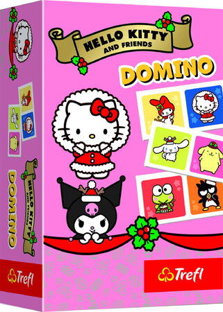 Domino papírové Hello Kitty 28 kartiček společenská hra v krabici 10x15x4cm