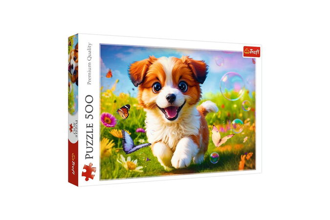 Puzzle Veselé štěně 500 dílků 48x34cm v krabici 40x27x4,5cm