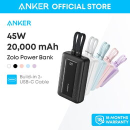 Powerbanka Anker Zolo 20000mAh, 45W s kabelem 2xUSB-C černá