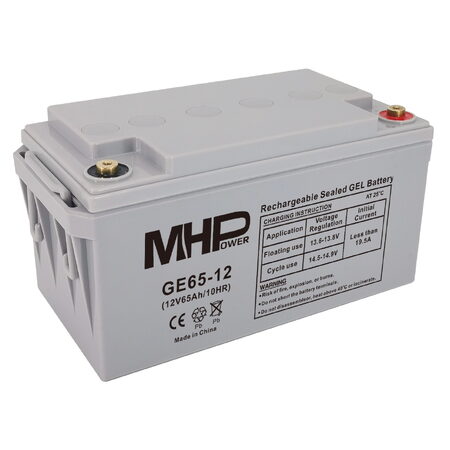 Baterie MHPower GE65-12 GEL, 12V/65Ah, T1-M6, Deep Cycle, poškozený oba