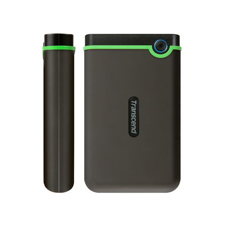 TRANSCEND 4TB StoreJet 25M3S SLIM, 2.5”, USB 3.0 (3.1 Gen 1) Externí Anti-Shock disk, tenký profil, šedo/zelený