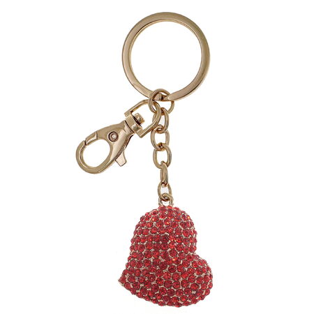 Přívěsek na klíče zlatý červené srdce