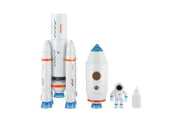 Raketa vypouštějící páru plast 36cm na baterie se zvukem se světlem s doplňky v krabici 17x38x6,5cm