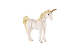 Jednorožec bílo-zlatý zooted plast 16cm v sáčku