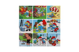 Pexeso Šmoulové MAXI papírové společenská hra 40 velkých kartiček v krabičce 8x9,5x8cm