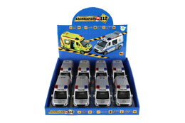 Auto policie plast 15cm na baterie se zvukem se světlem na setrvačník 8ks v boxu