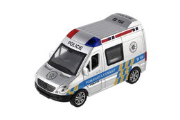 Auto policie plast 15cm na baterie se zvukem se světlem na setrvačník 8ks v boxu