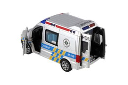 Auto policie plast 15cm na baterie se zvukem se světlem na setrvačník 8ks v boxu