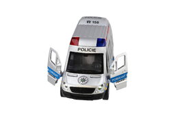 Auto policie plast 15cm na baterie se zvukem se světlem na setrvačník 8ks v boxu