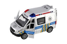 Auto policie plast 15cm na baterie se zvukem se světlem na setrvačník 8ks v boxu