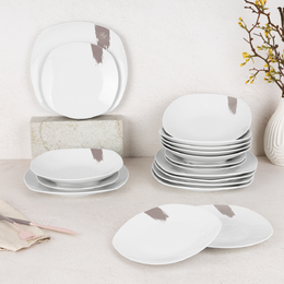 BERLINGERHAUS Jídelní sada talířů 18 ks Taupe Collection bílá-šedá BH-10202