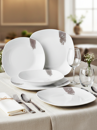 BERLINGERHAUS Jídelní sada talířů 18 ks Taupe Collection bílá-šedá BH-10202