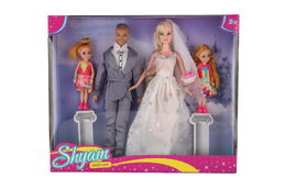 Panenka nevěsta a ženich plast 30cm s rodinou v krabici 38x32x6cm