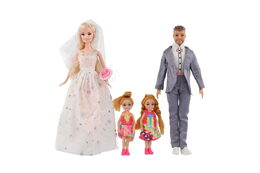 Panenka nevěsta a ženich plast 30cm s rodinou v krabici 38x32x6cm