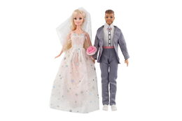 Panenka nevěsta a ženich plast 30cm s rodinou v krabici 38x32x6cm