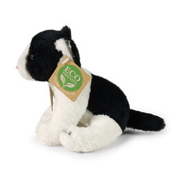 Rappa Plyšová kočka sedící černo-bílá 14 cm ECO-FRIENDLY