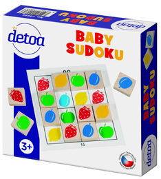 Baby sudoku logická hra dřevo 25ks v krabičce 15x15x4cm