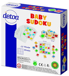 Baby sudoku logická hra dřevo 25ks v krabičce 15x15x4cm