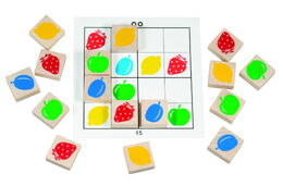 Baby sudoku logická hra dřevo 25ks v krabičce 15x15x4cm