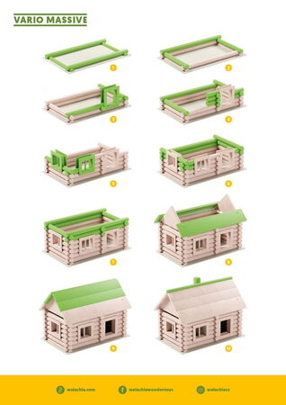 Walachia Dřevěná stavebnice Vario Massive mini 91 dílů