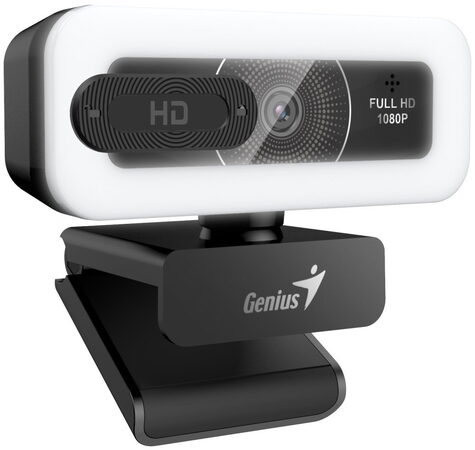 Genius FaceCam Light Webkamera, Full HD 1080p, LED osvětlení, vestavěný mikrofon, krytka soukromí, USB/C, černá
