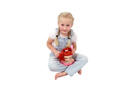 Česací hlava velká zrzavá s doplňky v krabici 22x24x11cm