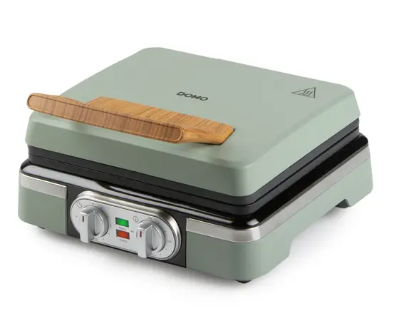 Vaflovač 4x7 s termostatem a časovačem - zelený - DOMO DO9279W, 1 520 W, manuáln