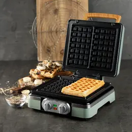 Vaflovač 4x7 s termostatem a časovačem - zelený - DOMO DO9279W, 1 520 W, manuáln