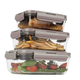 BERLINGERHAUS Dóza na potraviny s víkem skleněná sada 3 ks Taupe Collection BH-8792