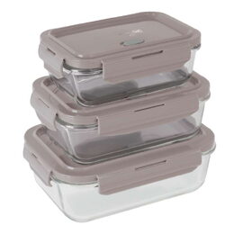 BERLINGERHAUS Dóza na potraviny s víkem skleněná sada 3 ks Taupe Collection BH-8792