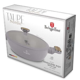 BERLINGERHAUS Pánev hluboká s titanovým povrchem a poklicí 28 cm Taupe Nordic Collection BH-8337