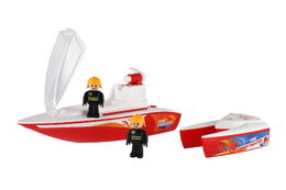 Boazz loď/člun hasiči stříkací s loďkou Boaties plast s figurkami 2ks v krabici 42x16x16cm 24m+
