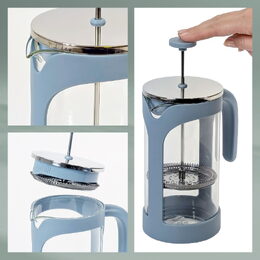 KELA Konvice na čaj a kávu frenchpress kouřově modrá 1l KL-10988