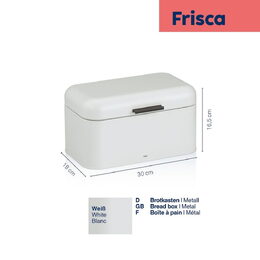 KELA Chlebník Frisca kov, bílá 30x18x16,5 cm KL-12843