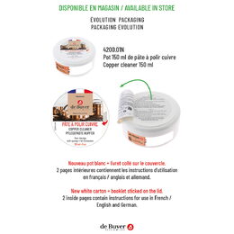 Pasta na měď de Buyer, 4200.01N, snadné použití, obnova původního lesku, 150 ml