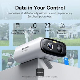 Venkovní kamera se solárním nabíjením Baseus Security S1 Lite, 2K bílá