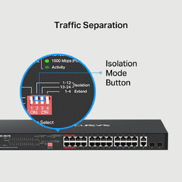 Switch TP-Link Mercusys MS128GP 2x GLAN, 24x GLAN s PoE+, 2x SFP, 295W