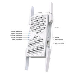 WiFi extender TP-Link RE405BE AP/Extender/Repeater, WiFi 7, BE6500,1x 2,5GLAN, 2,4/5GHz, EasyMesh
